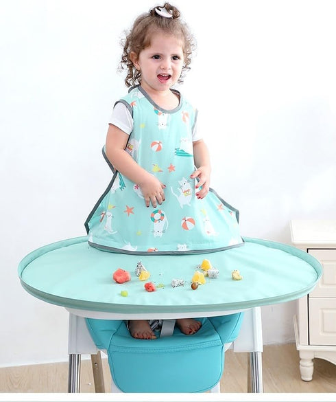 MINISMART Baby Bib attaches to Food Catcher Tray Waterproof High Chair Bib for Self-eating Feeding Tray, Mess-Free