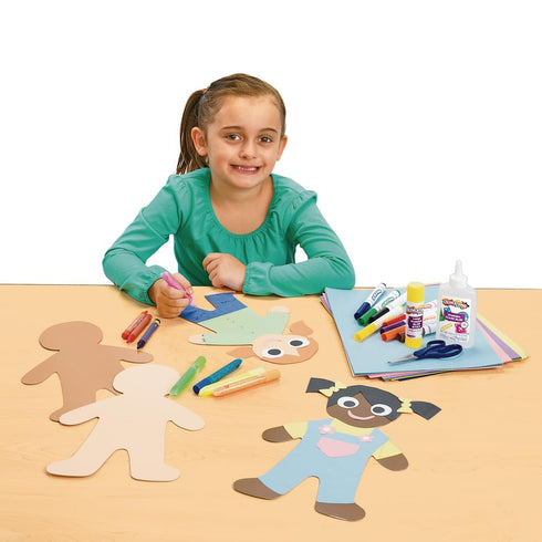 Colorations Multicultural Big People Shapes Set, 24 Glossy Cardboard Figures, Kids Around The World Diversity Craft