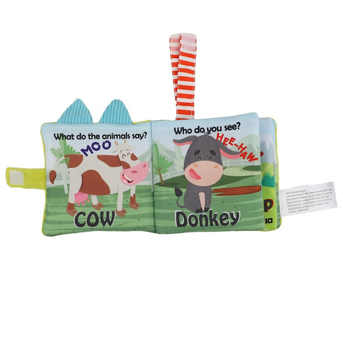 Set 0-3-6-12 Tummy (2-pcs) Soft Baby Books Gift Cloth Crinkle Books for Infants Months, Newborn Teething Toy, Time Toy