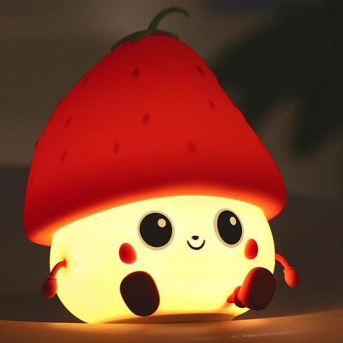 2 Strawberry Night Light, Cute Fruit Night Lamp for Kids Bedroom USB Rechargeable Lamps Brightness Levels, Nursery