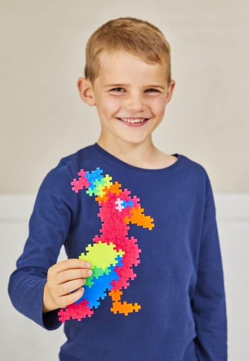 PLUS PLUS 300 Piece Neon Mix Construction Building Stem/Steam Toy, Mini Puzzle Blocks for Kids