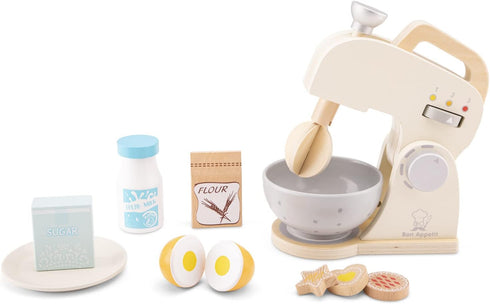Wooden Mixer Set by New Classic Toys - Pretend Play Toy for Kids Cooking Simulation, Educational Toy for Preschool Age