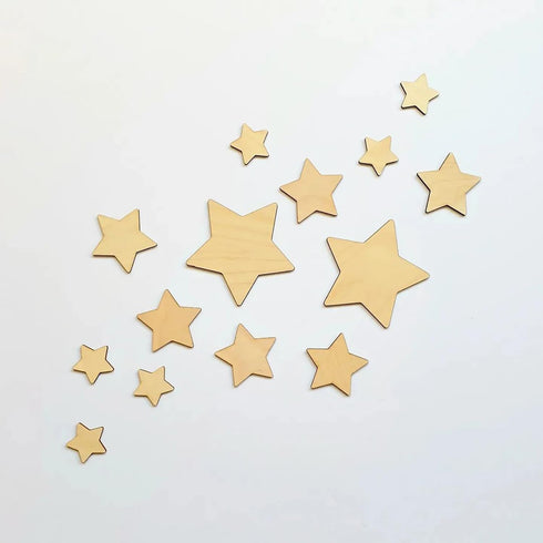 QENWWENG 10 Pieces Boho Nursery Star Wall Decor,Wooden Baby Room Star Wall Decor,Wooden Star Decoration for Children