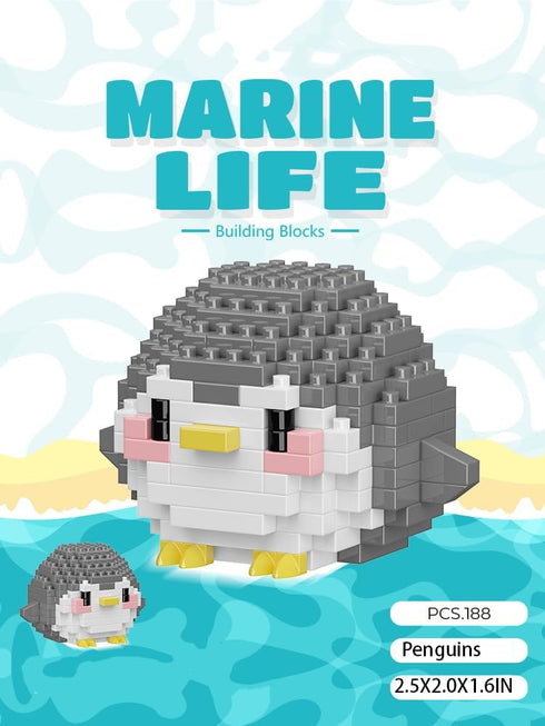 Jollcnoia Penguins Cute Sea Animals Creature Building Toy Blocks Marine Life Mini Bricks Micro Building Toys