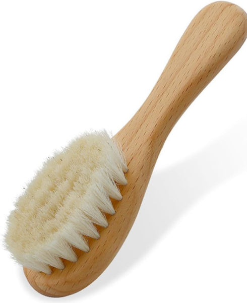 Set 2 Abaodam Hair Washing Brush and Scalp Massage Comb for Newborns with Soft Wool Bristles and Wooden Handle