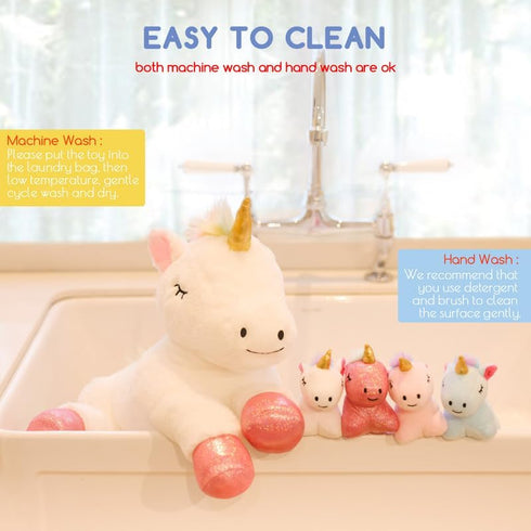 5 Pieces Unicorn Toys for Girls, 1 Mommy Unicorn with 4 Babies, Soft Plush Unicorn Gifts for Kids 3-9 Years