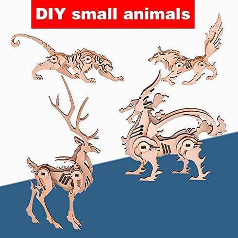 5 in 1 DIY 3D Wooden Animal Puzzles for Adults, Paintable Puzzle Kit for Home Decor & Stress Relief