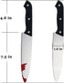 2PC UQJE Fake Knife with Blood Halloween Butcher Silver Kitchen Knife Toy Horror Cosplay Prop