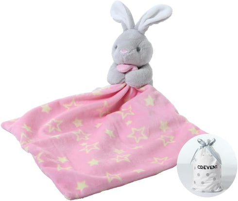 CREVENT Cozy Plush Baby Security Blanket Loveys for Baby Girls, Animal Face, Baby Shower Gifts for Newborns
