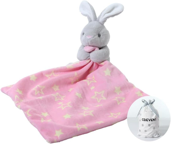 CREVENT Cozy Plush Baby Security Blanket Loveys for Baby Girls, Animal Face, Baby Shower Gifts for Newborns
