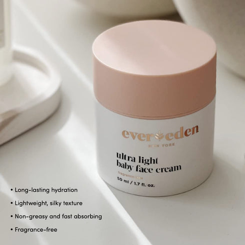 Evereden Ultra Light Baby Face Cream, 1.7 oz | Non-toxic and Fragrance Free Baby Moisturizer