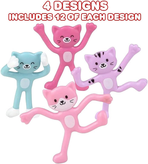 Set 48 ArtCreativity Mini Cats Bendable Toys for Kids, of Flexible Cat Fidget Toy Bendable Action Figures for Boys