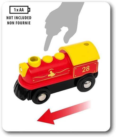 Brio 32265 Disney Mickey Mouse Battery Train, Exclusive Wooden Toy Train Set for Kids Age 3 & Up, Enhances Motor Skills