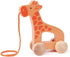 Hape Giraffe Wooden Push and Pull Toddler Toy, Orange, L: 5.3, W: 2.4, H: 5.9 inch