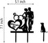 Wedding Couple Kiss Mr&Mrs Heart Diamond Ring Cake Topper – Bride and Groom with Dog Silhouette Cake Topper, Black