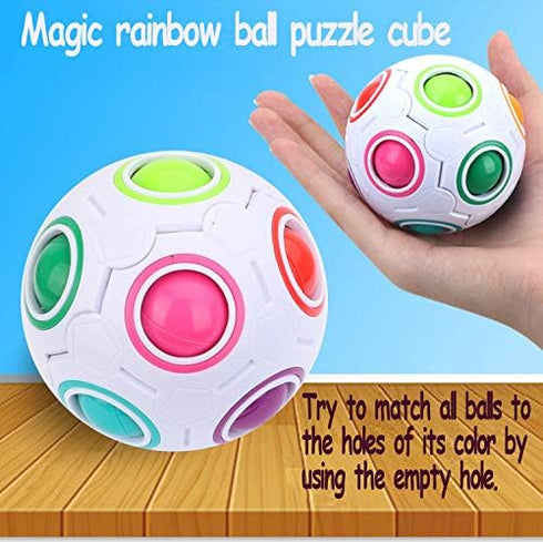 TANCH Magic Rainbow Ball Puzzle Cube | Fidget Stress Relief Ball | Brain Teasers Games Toys for Kids Adults (12 Holes)