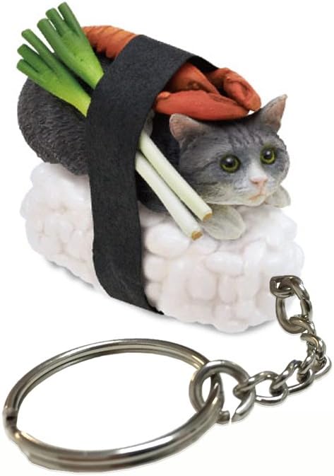 Clever Idiots Nekozushi Keychain - Blind Box with 1 of 5 Collectable Figurines and Detachable Keyring