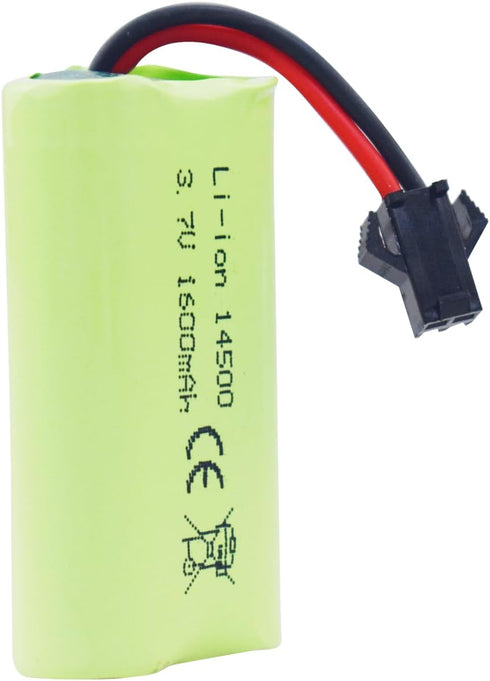 Fytoo 2PCS 3.7V 1600mAh Li-ion Battery with SM-2P Plug & 2PCS USB Charging Cable for 9962 8837 RC Toy Car