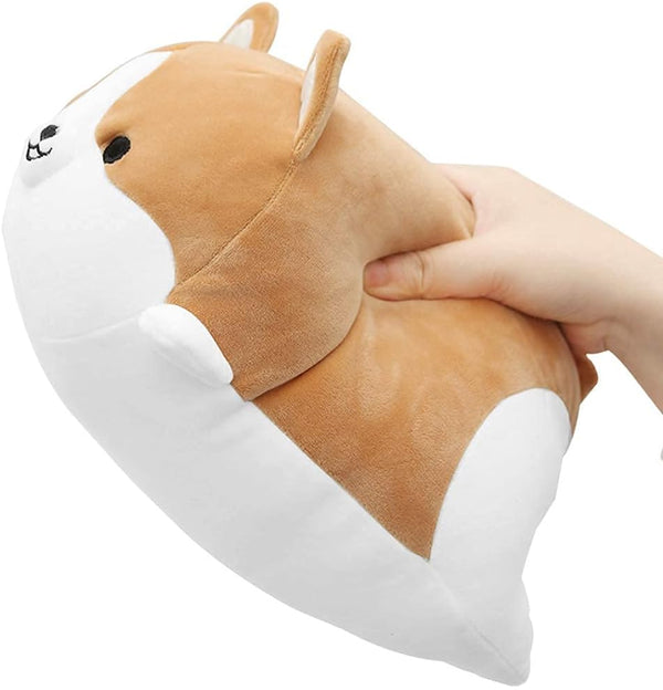 Corgi Dog Plush Pillow, Soft Shiba Inu Stuffed Animal Toys for Bed, Valentine, Kids Birthday, Christmas (Brown, 11.8