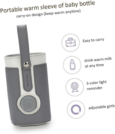 Yardwe Portable USB Bottle Warmer Bag Intelligent Multi Gear Temperature Control the Go Heating for Breastmilk