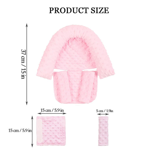 Baby Head Support and Strap Covers - Infant Head Support Pillow Super Soft Head and Neck Pillow for Car Seat Baby