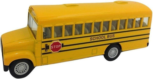 KinsFun 6 Inch Long-Nose School Bus Die Cast Metal Model Toy Car with Pullback Action
