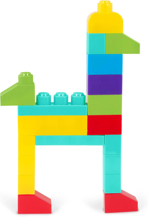 Battat Large Building Blocks Set, 80 Colorful Pieces with 8 Wheel Bricks and Zippered Storage Bag, 12 Months +