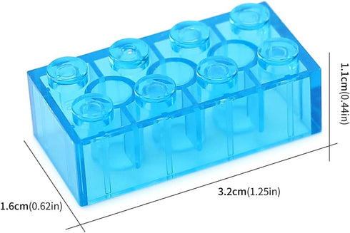 Feleph 320 Pieces Transparent Medium Blue 2x4 Bricks Parts Building Kit, Creative Play Set Compatible with Major Brands