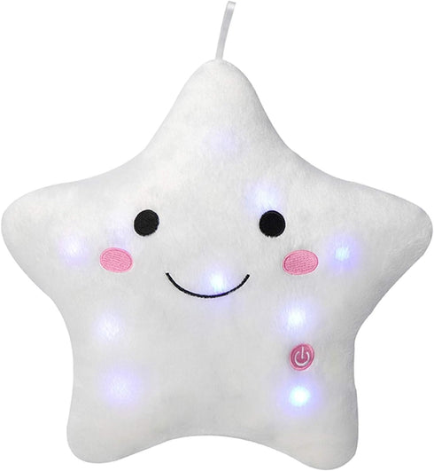 13.8" DearSun Light Up Twinkle Star Pillow, LED Star Plush Pillow with Colorful Night Lights, Soft Glowing Stuffed Star