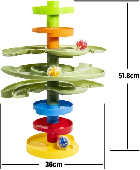 2-Way 9M+ WEofferwhatYOUwant Ball Drop Montessori STEM Ball Tower Toy for Toddlers | Dual Ramp Design, Expandable Green