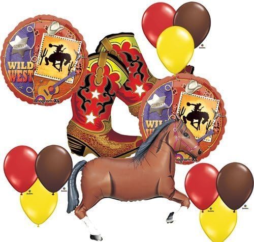 Wild West Cowboy Boots Balloons Decor Horse Party Supplies