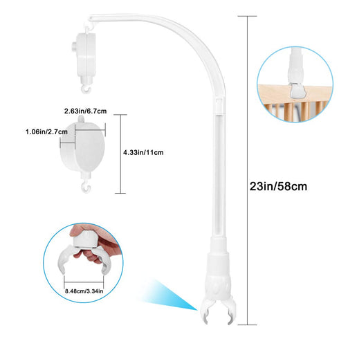 AFUNTA 23 Inch Baby Mobile for Crib, Adjustable RotatableCrib Mobile Arm with Music Box, Crib Mobile for Baby Nursery