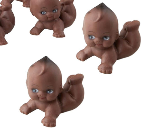 Pack of 24 Kewpie Babies - Brown Babies for Baby Shower Favors, Cake Decorations, 2-1/2" L x 2-1/4" H
