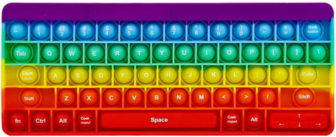 Push Toy Pop Bubble Fidget Sensory Toys, Rainbow Keyboard Shape Silicone Popper Toy for Kids Anxiety Relief