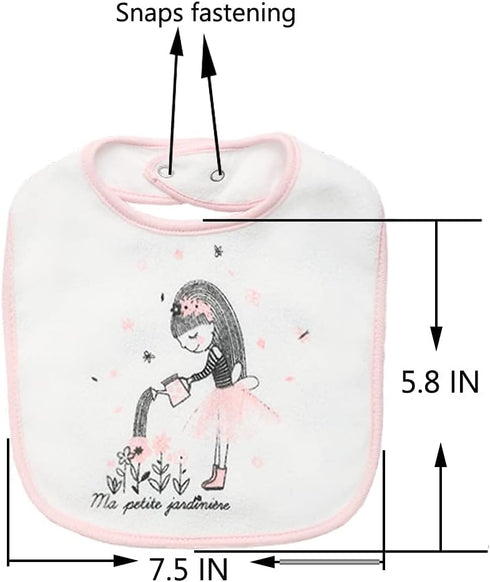 Maiwa Waterproof Terry Cloth Baby Bibs with Snaps for Newborns, Drool & Teething