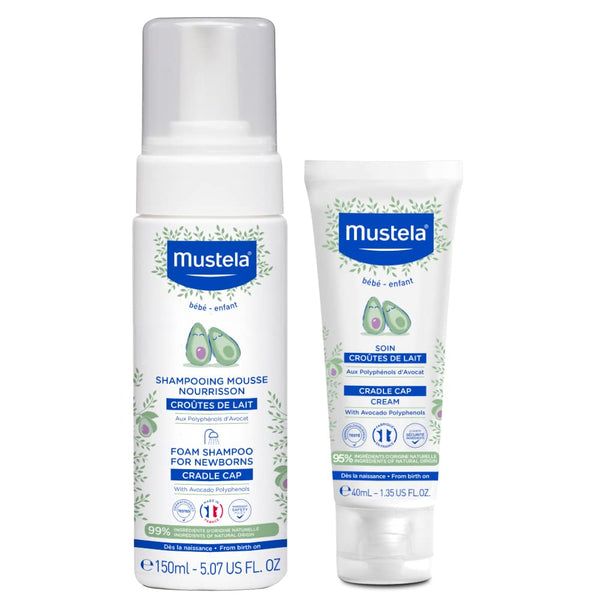 Mustela Baby Cradle Cap Bundle, Natural Shampoo & Cradle Cap Cream with Avocado, 2 Piece Set