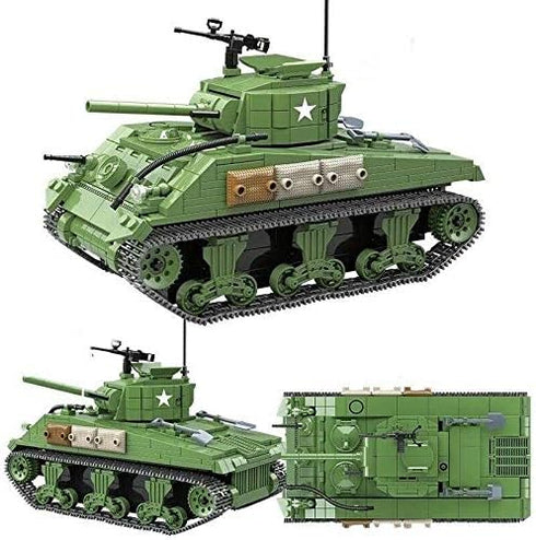 General Jim's Military Themed WW2 Building Blocks Tank Set, Sherman Tank for World War 2 Enthusiasts