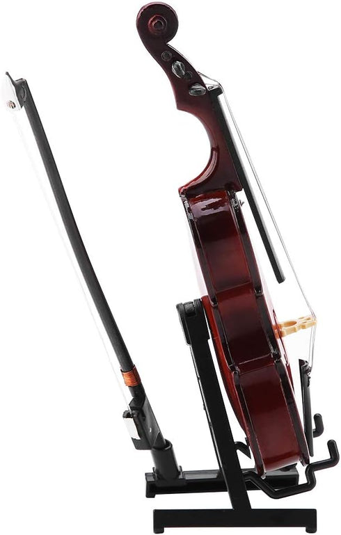 5.5in Dollhouse Miniature Wooden Cello with Bow Stand & Case, Musical Instrument Accessories Gifts