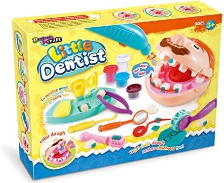 Kids Little Dentist Play Dough Set, Toy Doctor Drill and Fill Playset, Playdough Toy Set