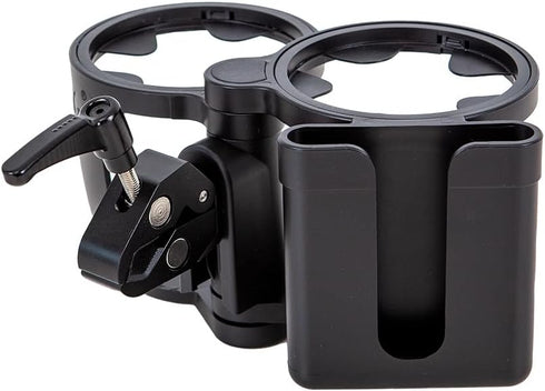 Universal Cup Holder with Clips, Large Caliber Designed Holder for 2 Cups, Stroller Milk Bottle Drink Holder