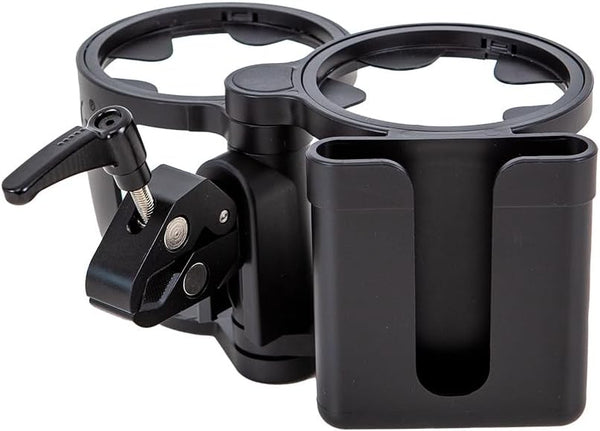 Universal Cup Holder with Clips, Large Caliber Designed Holder for 2 Cups, Stroller Milk Bottle Drink Holder