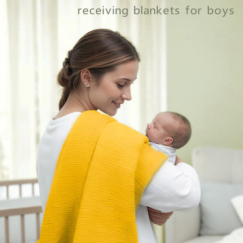 3 Pack 47x47 Inch Muslin Swaddle Blankets for Baby Boy - Large Receiving Blankets, Soft Breathable Cotton Nursery