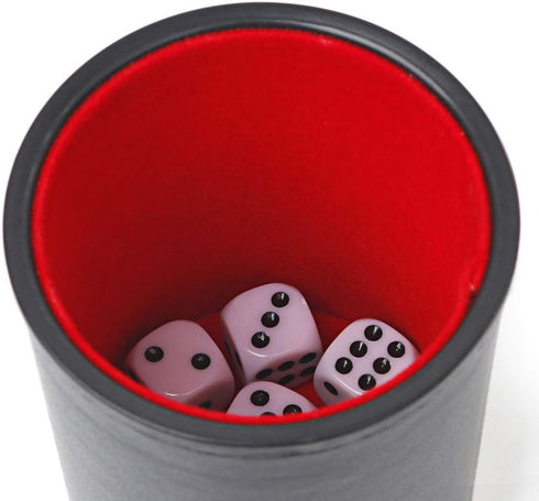 Felt Lined Professional Dice Cup with 6 Dices, Quiet for Yahtzee Game