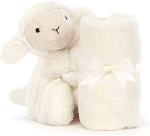 Jellycat Bashful Lamb Soother, 13.5 inches - Security Blanket & Lovey for Babies