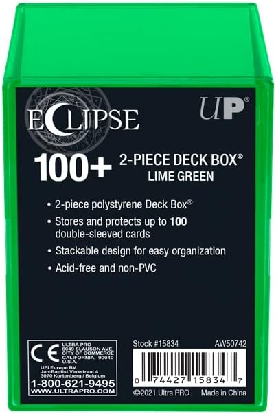 Ultra Pro Eclipse 2-Piece Deck Box, Lime Green - For Pokemon, MTG, Baseball, Basketball, Football Card Storage