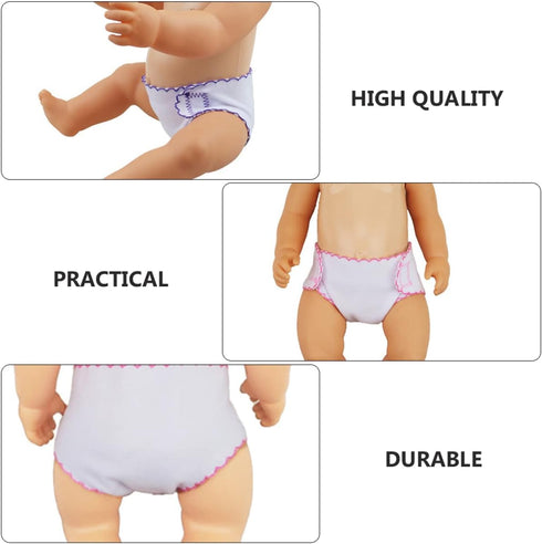 Toyvian 6pcs Doll Diapers, Baby Doll Diaper Bag & Accessories, Reusable DIY Doll Underwear
