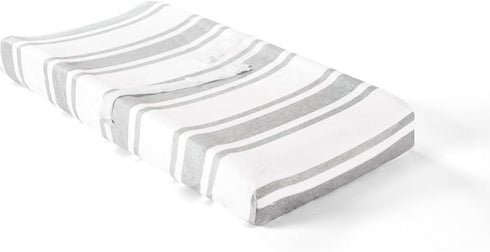 Lush Decor Baby Farmhouse Stripe Soft Plush Changing Pad Cover, 16" W x 32" L + 5" Pocket, Gray