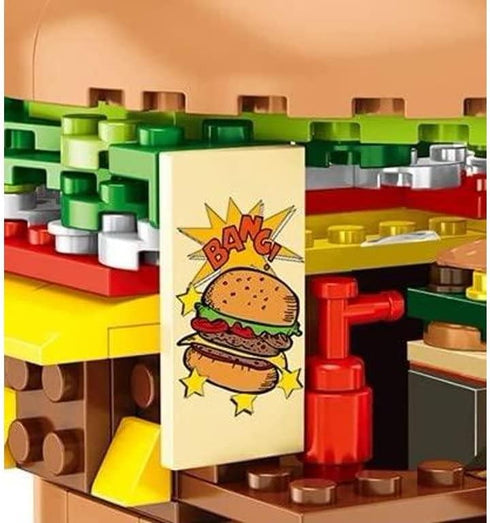 General Jim's Burger Joint Restaurant, 209 Piece Modular Building Blocks Brick Model, Amusement Park Burger Stand Toy