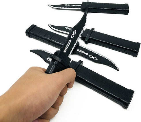 3pcs Retractable Fake Knife Toy, Plastic Prop Dagger for Halloween Fools Day Party Cosplay Joke