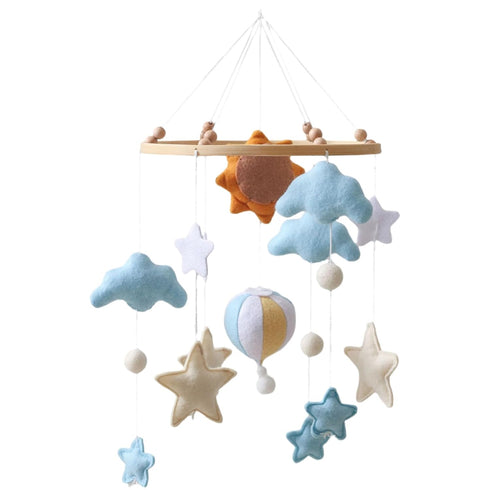 Skdqiee Crib Mobile, Sun Hot Air Balloon Design, Handmade Felt Decorations, Cloud, Star,